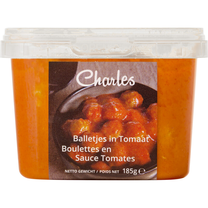 Een afbeelding van Charles balletjes in tomaat BEL
