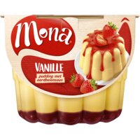 Een afbeelding van Mona Vanillepudding met aardbeiensaus