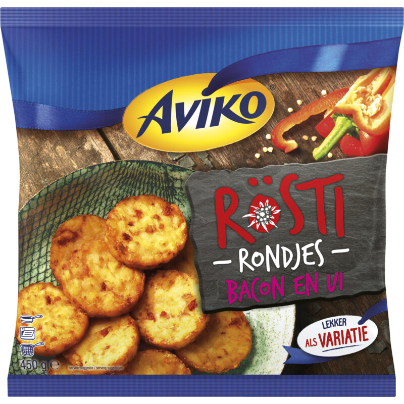 Een afbeelding van Aviko Rösti rondjes bacon & ui