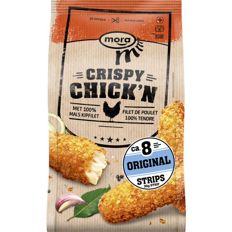 Een afbeelding van Mora Crispy chick'n original strips