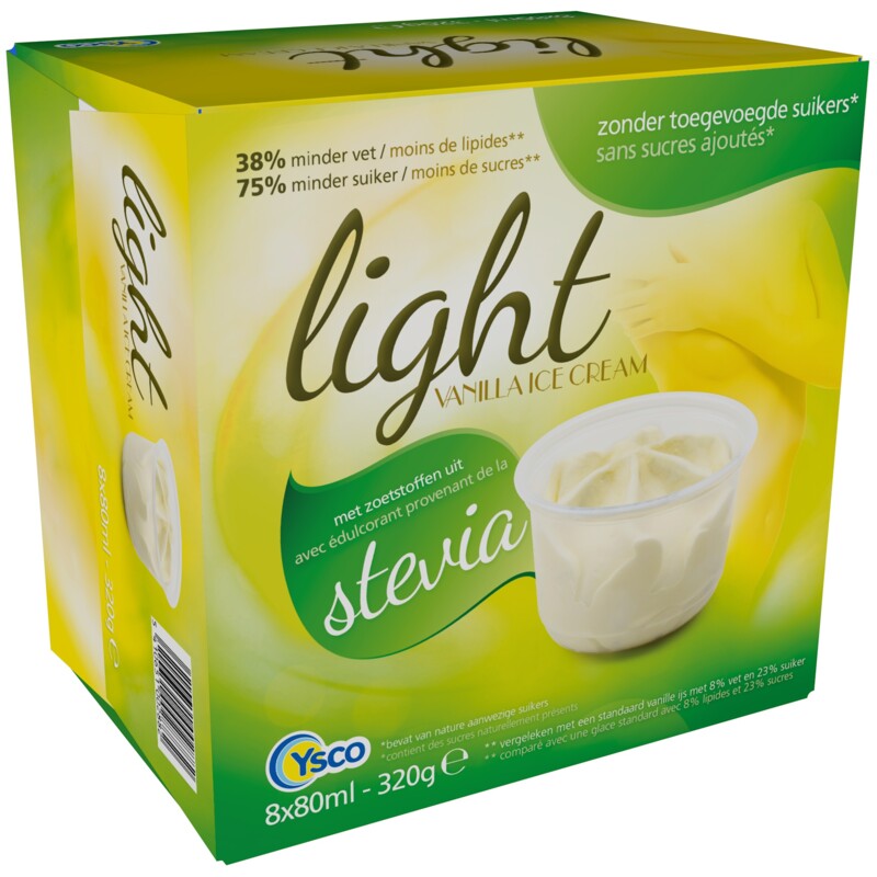 Een afbeelding van Ysco Vanilla icecream light met stevia