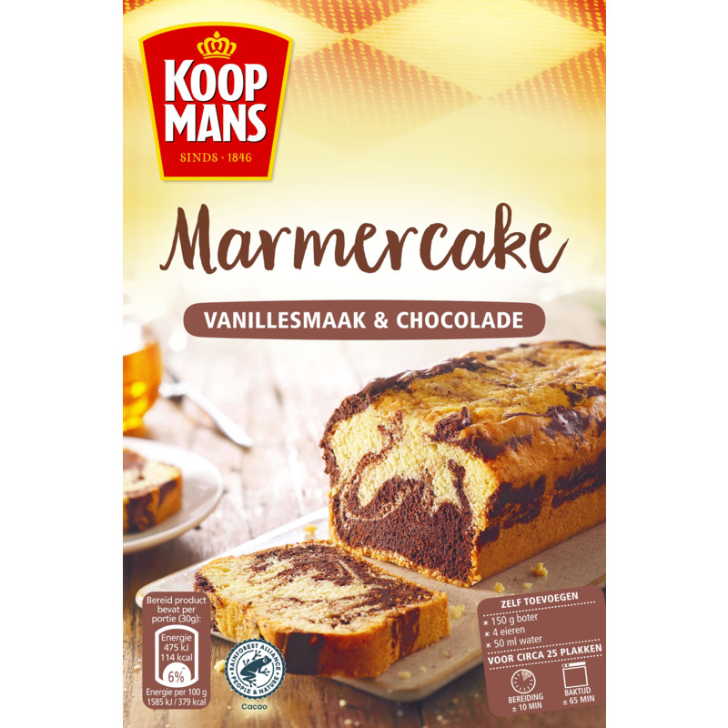 Een afbeelding van Koopmans Marmercake vanillesmaak & chocolade