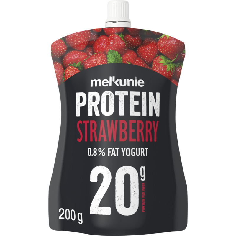 Een afbeelding van Melkunie Protein aardbei yoghurt 0,8% fat