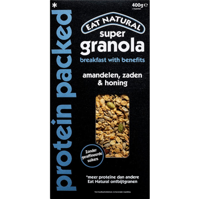 Een afbeelding van Eat Natural Super granola proteïn amandel-zaden