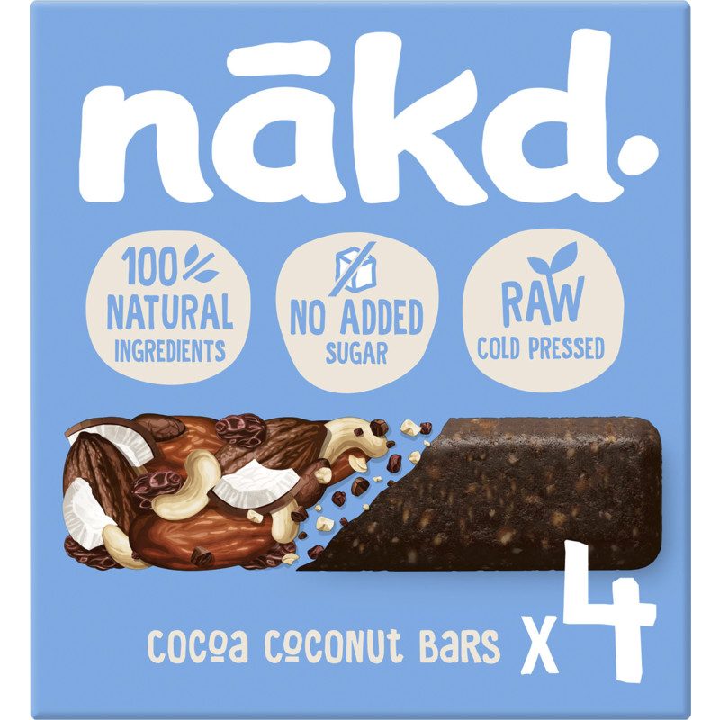 Een afbeelding van Nakd. Fruitreep met noten cocoa coconut