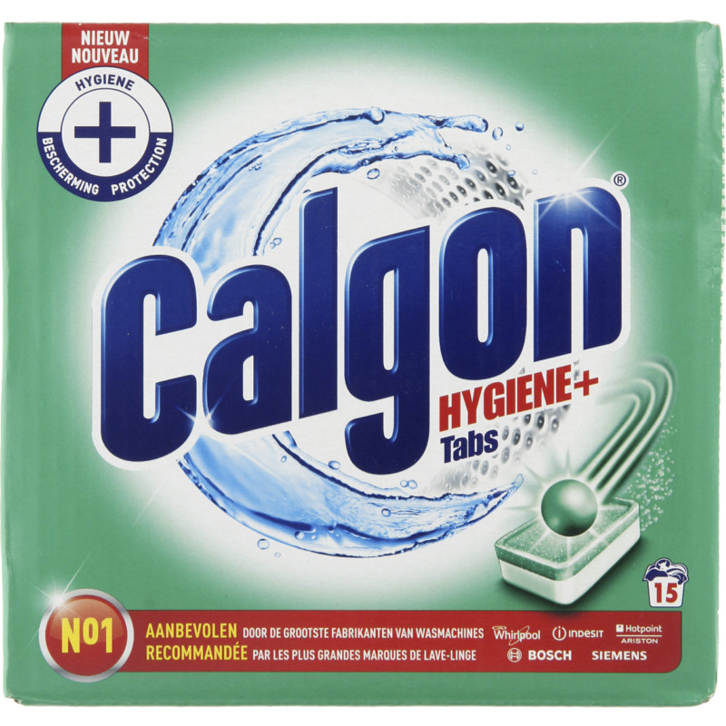 Een afbeelding van Calgon Hygine+ wasmachinereiniger en anti kalk