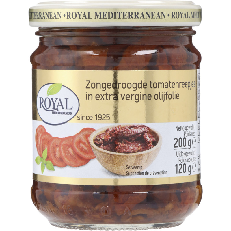 Een afbeelding van Royal Tomatenreepjes in 100% ev olijfolie
