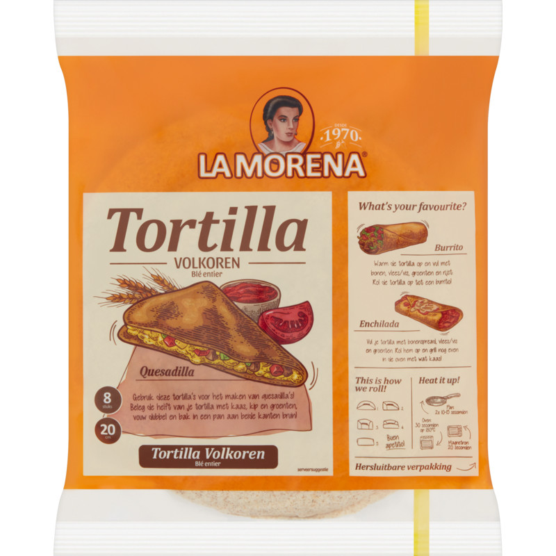 Een afbeelding van La Morena Volkoren tortilla's klein
