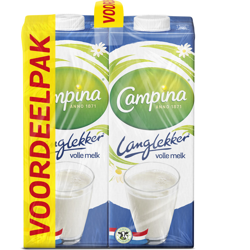 Een afbeelding van Campina Langlekker volle melk voordeel 4-pack