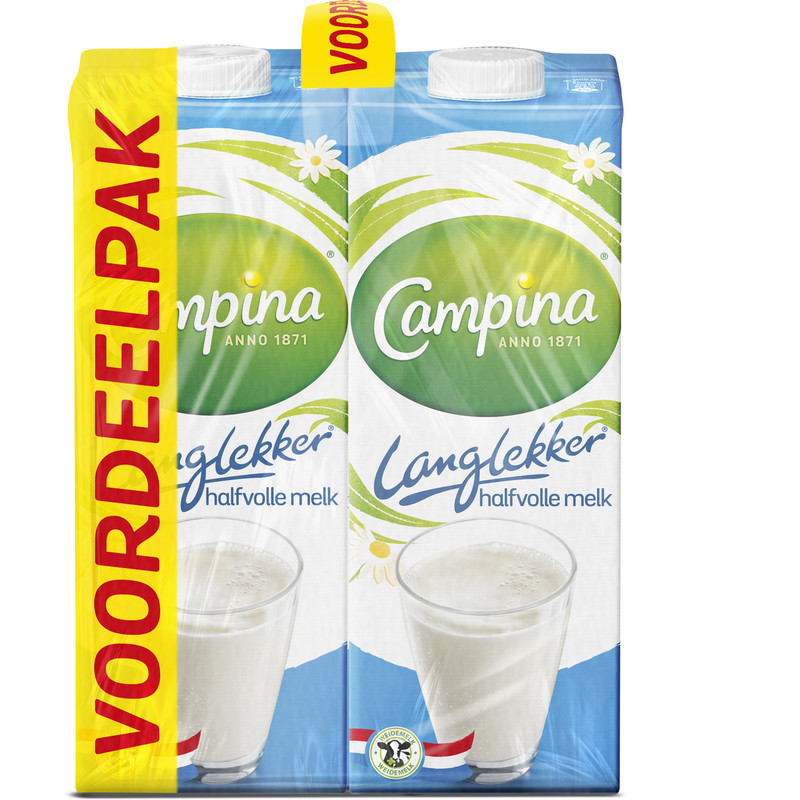 Een afbeelding van Campina Langlekker halfvolle melk voordeel 4pack
