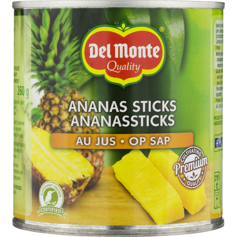 Een afbeelding van Del Monte Ananassticks op sap