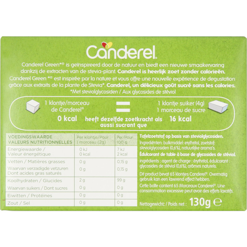 Een afbeelding van Canderel Green klontjes
