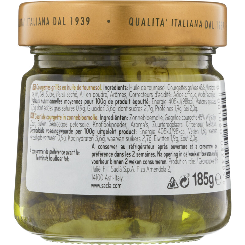 Een afbeelding van Sacla Gegrilde courgette