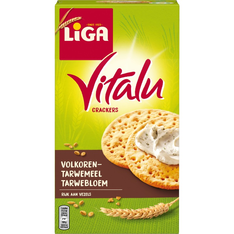 Een afbeelding van Liga Vitalu volkoren tarwemeel-bloem crackers