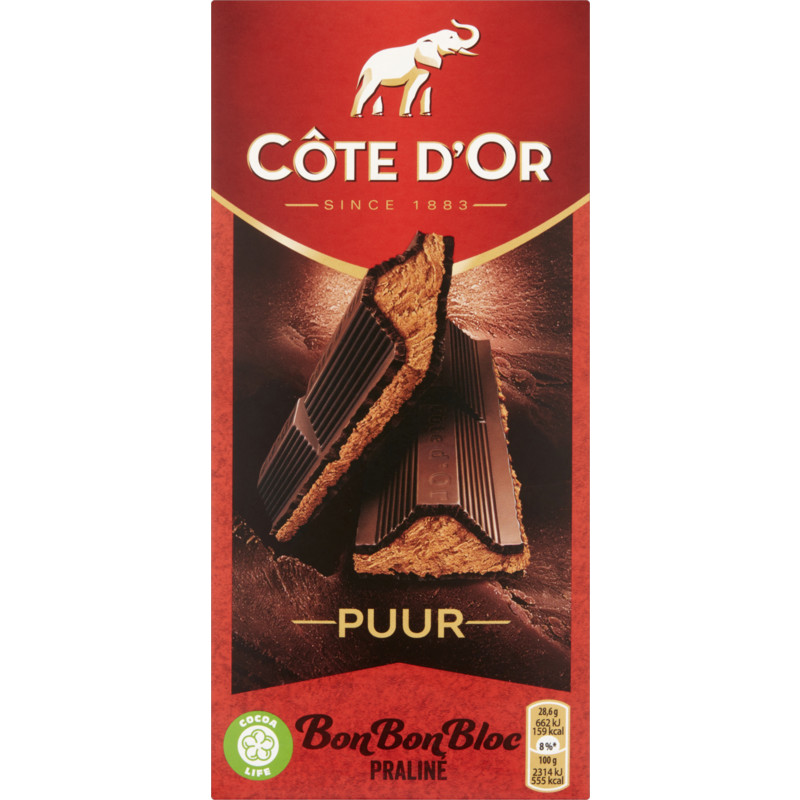 Een afbeelding van Côte d'Or Bonbonbloc Praline Puur 200gr