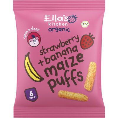 Ella s kitchen Maize puffs aardbei banaan 6 bio