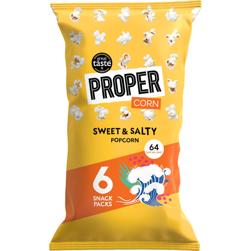 Een afbeelding van PROPER Sweet & salty popcorn 6-packs