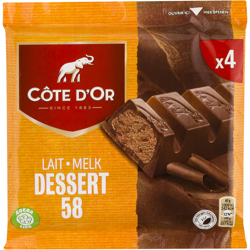 Een afbeelding van Côte d'Or Dessert 58 4 repen BEL