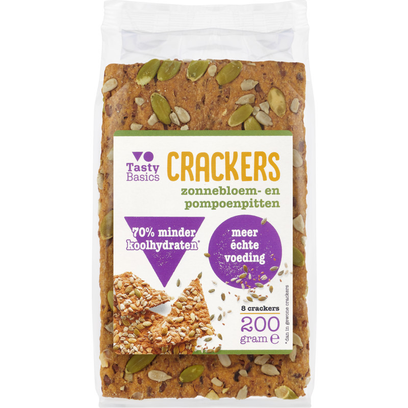 Een afbeelding van Tasty Basics Crackers zonnebloem- en pompoenpitten