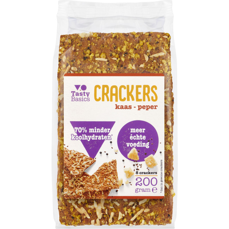 Een afbeelding van Tasty Basics Crackers kaas - peper