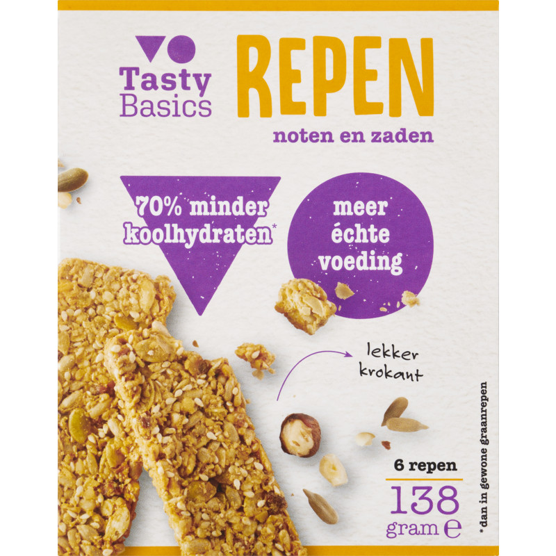 Een afbeelding van Tasty Basics Repen noten en zaden