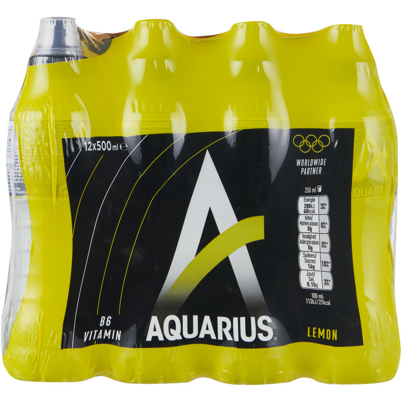 Een afbeelding van Aquarius Lemon met sportdop 12-pack