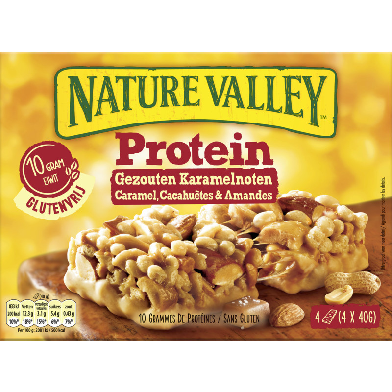 Een afbeelding van Nature Valley Protein salted caramel & pinda repen