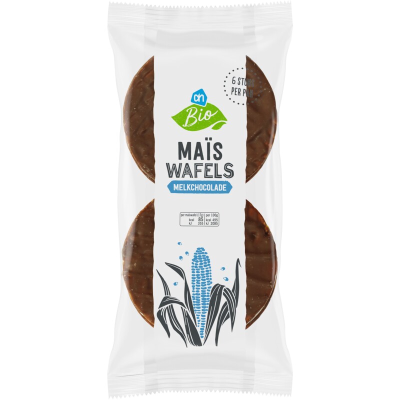 Een afbeelding van AH Biologisch Maiswafels met melk chocolade