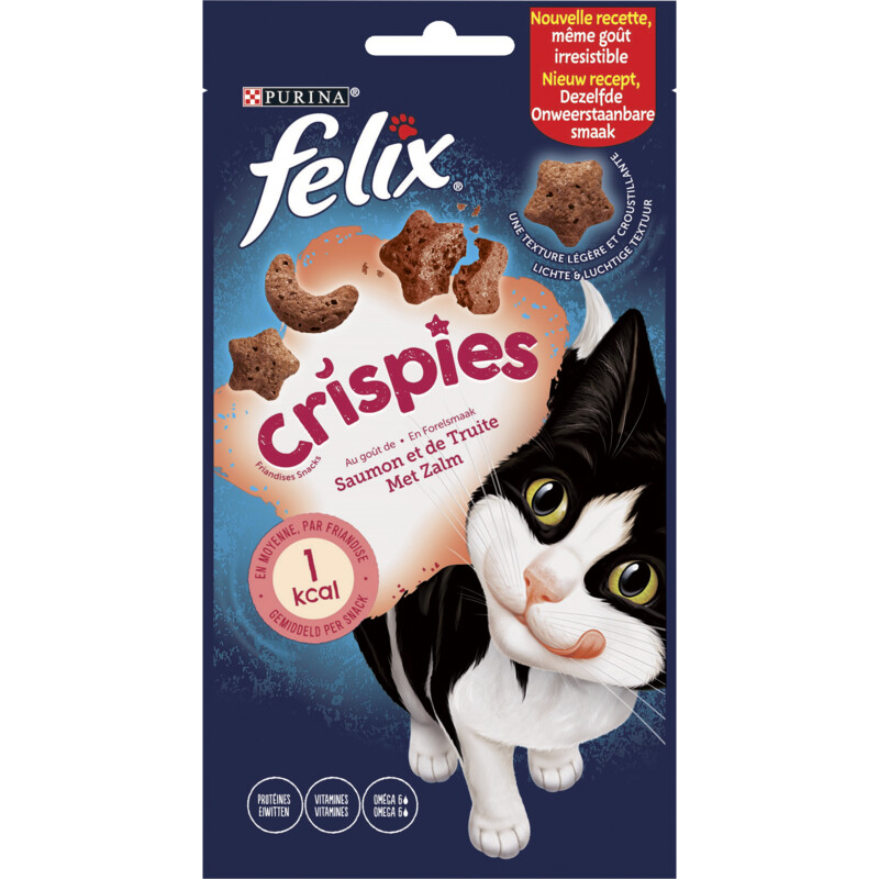Een afbeelding van Felix Crispies zalm- & forelsmaak kattensnack