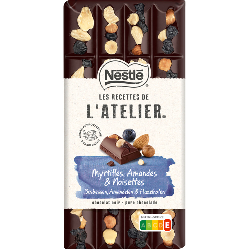 Een afbeelding van L'Atelier Pure chocolade bosbessen & amandelen