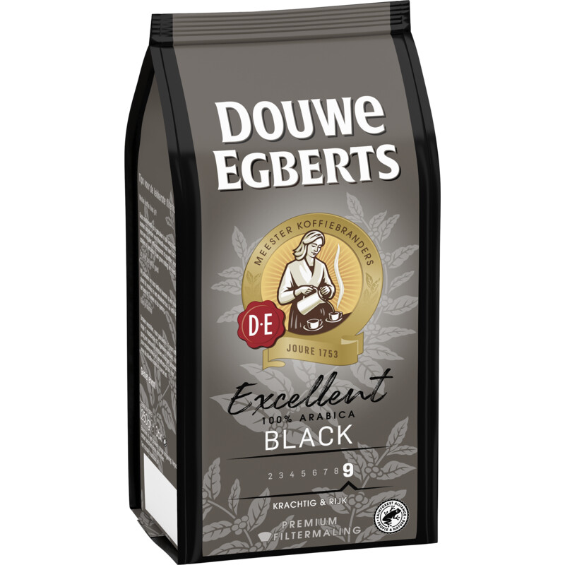 Een afbeelding van Douwe Egberts Excellent black filtermaling