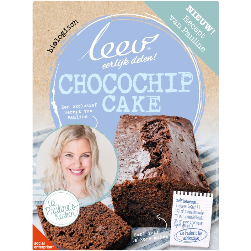 Een afbeelding van Leev Pauline bio mix CHOC-CHIP CAKE lg suiker