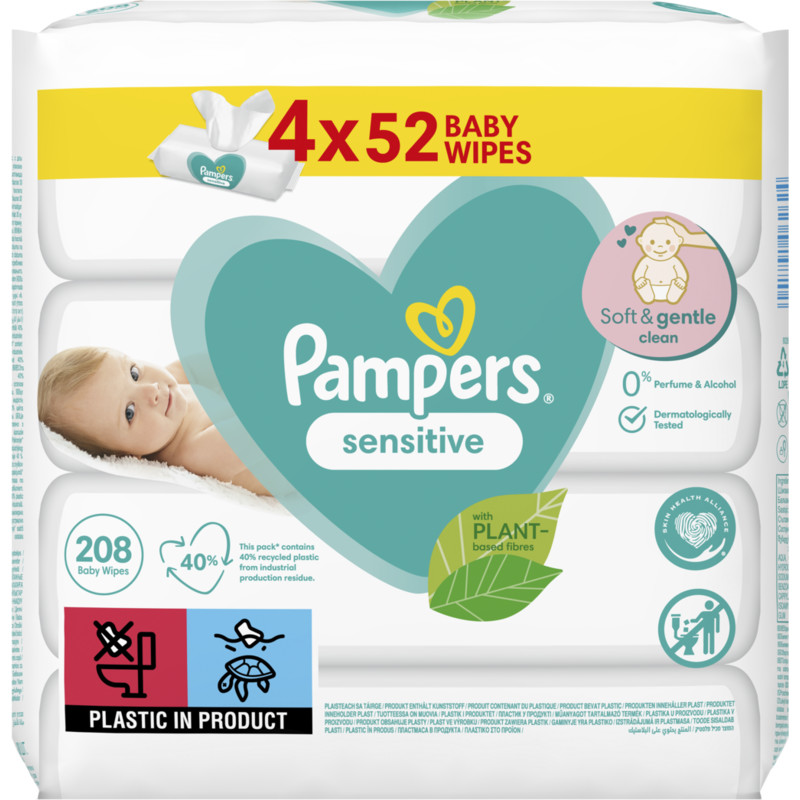 half acht Informeer pijn doen Pampers Sensitive babydoekjes 4-pack reserveren | Albert Heijn