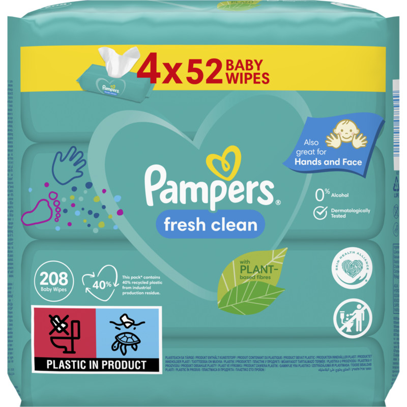 Een afbeelding van Pampers Fresh clean babydoekjes 4-pack