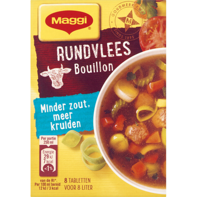 Een afbeelding van Maggi Rundvlees bouillon minder zout
