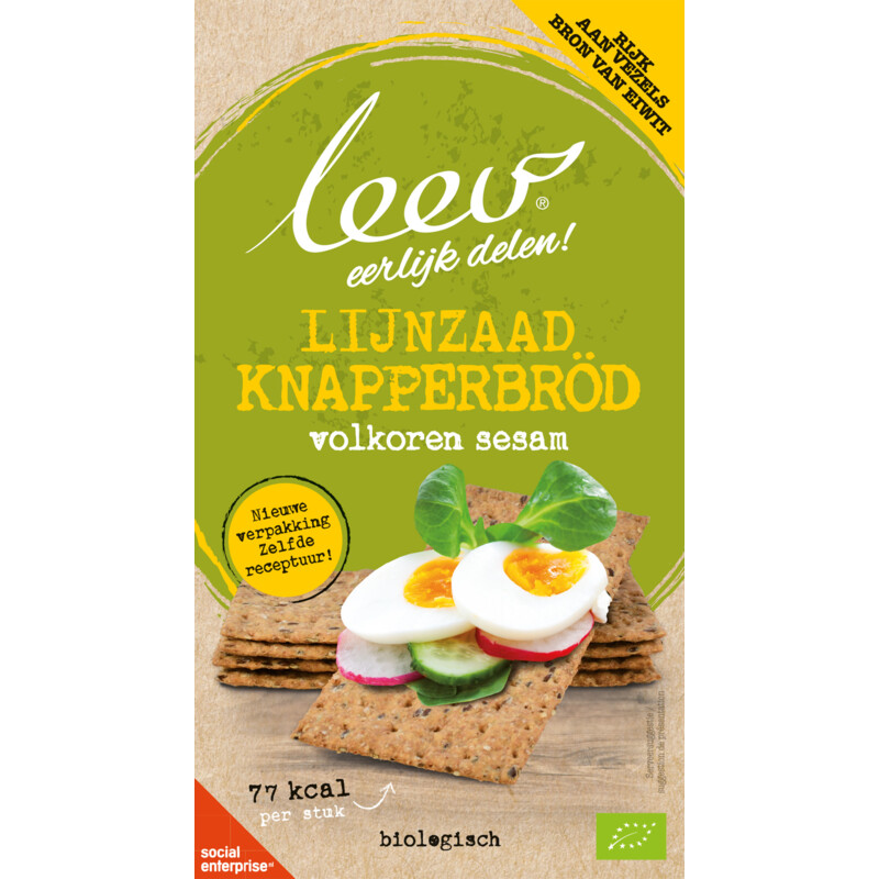 Een afbeelding van Leev Oer-knapperbrod volkoren&sesam lijnz bio