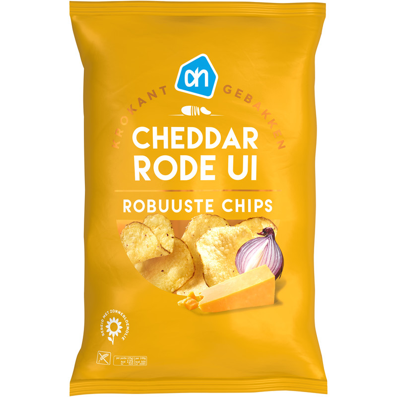 Een afbeelding van AH Robuuste chips cheddar & rode ui