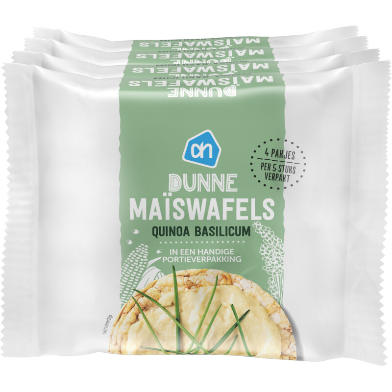 Een afbeelding van AH Dunne Maïswafels Quinoa Basil portie