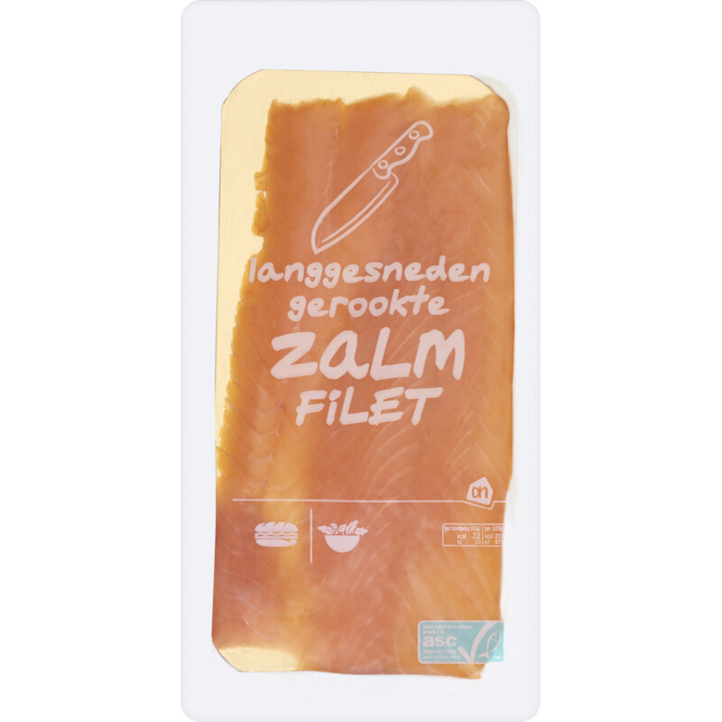 Een afbeelding van AH Gerookte zalmfilet langgesneden