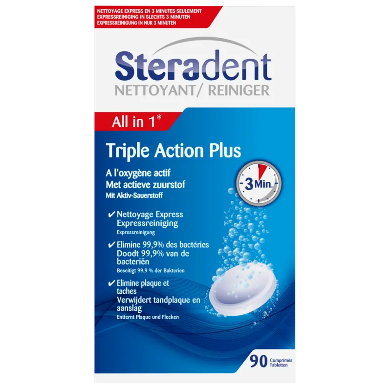 Steradent Kunstgebit reiniger triple action plus