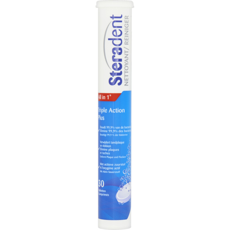 Een afbeelding van Steradent Kunstgebit reiniger triple action plus