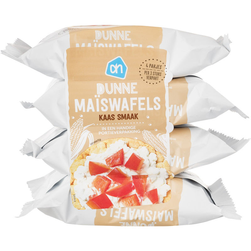 Een afbeelding van AH Dunne maiswafels kaas 4-pack