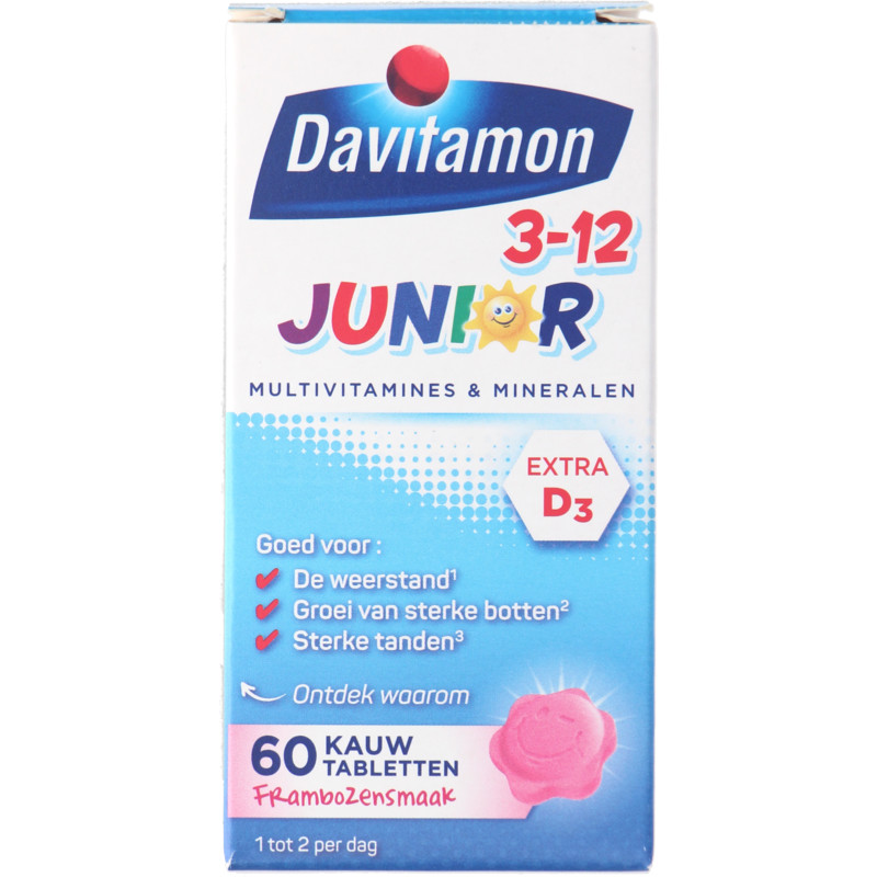 Een afbeelding van Davitamon Junior 3+ kauwvitamines framboos