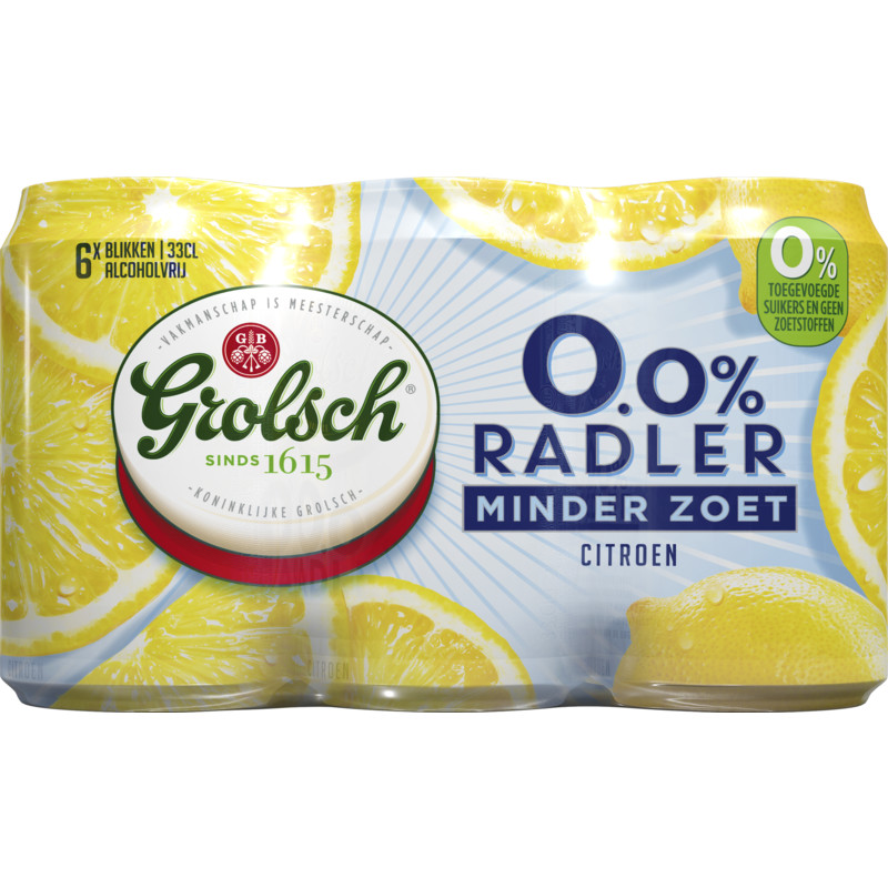 Een afbeelding van Grolsch Radler citroen 0% minder zoet 6-pack
