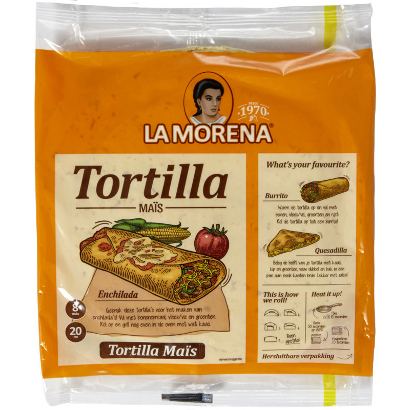 Een afbeelding van La Morena Tortilla wraps met maismeel medium