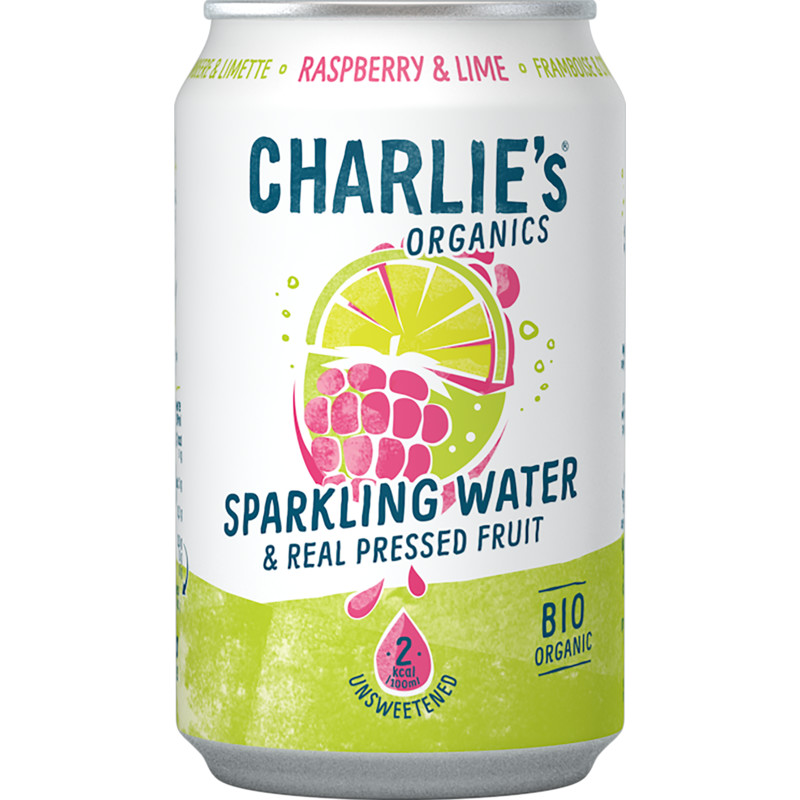 Een afbeelding van Charlie's Organics sparkling raspberry & lime