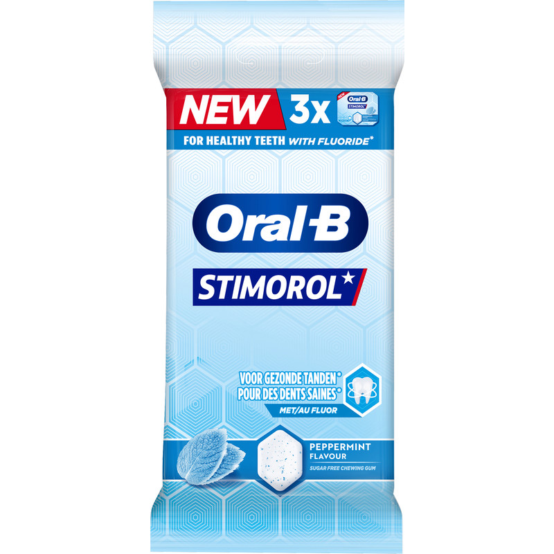 Een afbeelding van Stimorol Oral-B peppermint gum sugarfree 3-pack