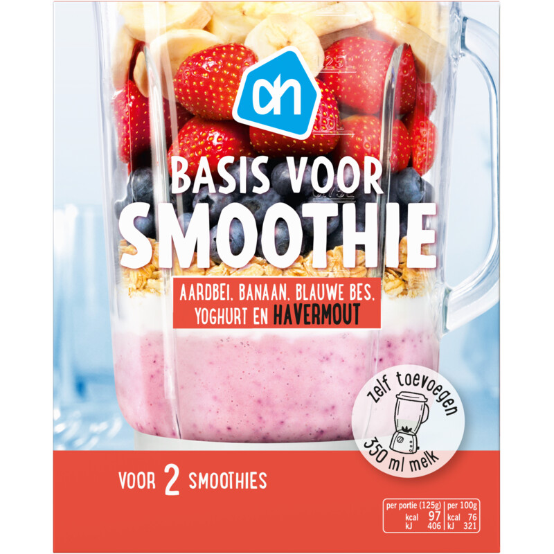 Een afbeelding van AH Smoothiemix aard banaan bl bes haverm