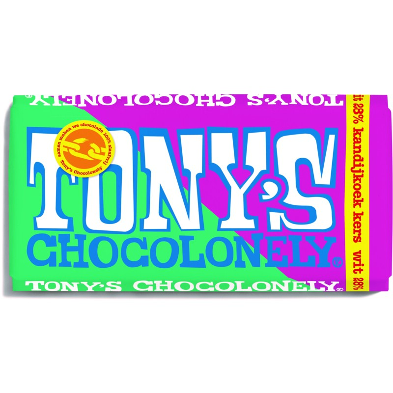 Een afbeelding van Tony's Chocolonely Wit kandijkoek kers