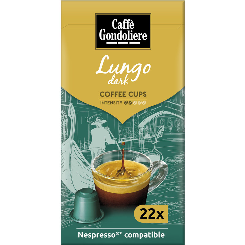 Een afbeelding van Caffé Gondoliere Lungo dark coffee cups